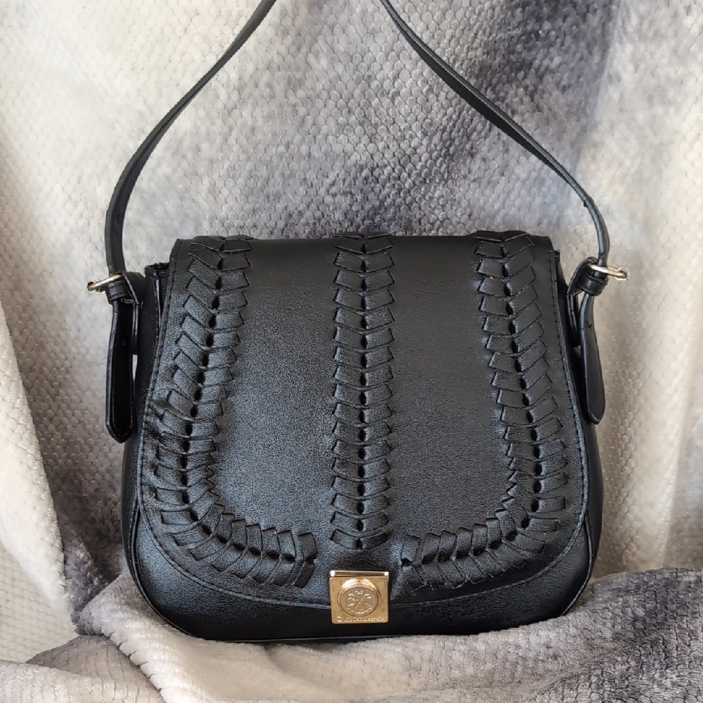 Christian Lacroix Black Leather Saddle Bag